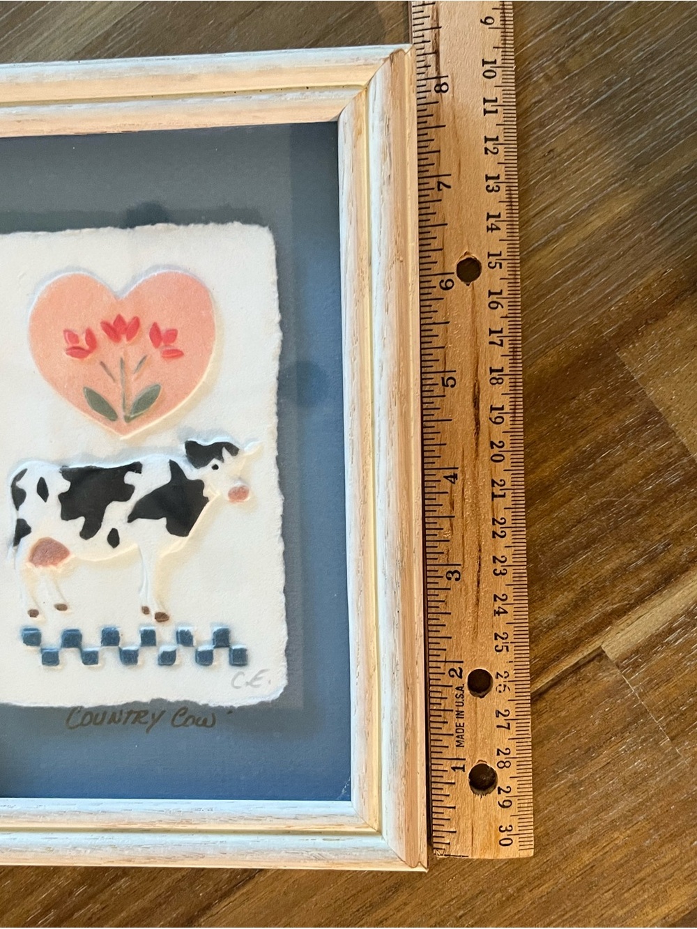 Country Cow Framed Wall Art — Pink & White